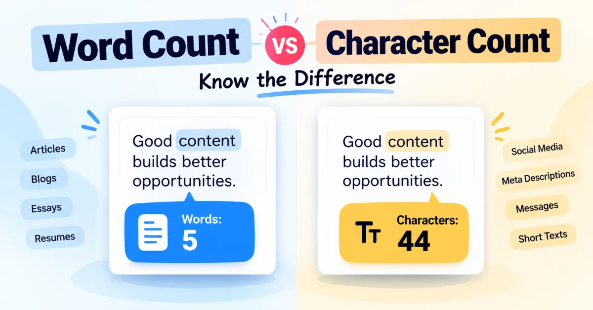 Word Count vs Character Count – key differences explained with examples and common uses